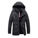 Blouson homme doubl polaire capuche amovible epais chaud casual noir - insfity