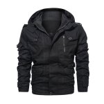 Blouson homme doublé polaire en coton a capuche epais chaud casual noir - insfity - hiver - homme Blouson homme doublé polaire en coton a capuche epais chaud casual noir - insfity - hiver - homme