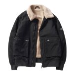 Blouson homme doubl polaire epais chaud col rabattu casual noir - insfity - automne / hiver