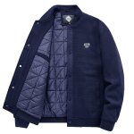 Blouson homme doubl�e polaire col montant manches longues poignet �lastiqu� chaud hiver - insfity - bleu ...