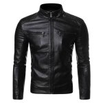 Blouson hommes - funmoon - avec du velours - garder au chaud - cuir pu - loisir moto