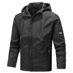 Blouson homme grande taille avec capuche regular fit casual - noir - insfity - automne hiver printemps ...