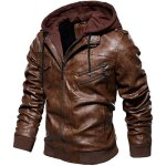 Blouson hommes hiver automne mode vestes en cuir mle amovible mince  capuche vtements dextrieur chauds ...