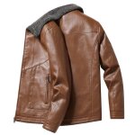 Blouson homme hiver en pu simili cuir grande taille double polaire chaude col revers casual - insfity ...