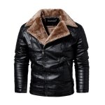 Blouson homme hiver en simili cuir doublé polaire casual veste chaude epaisse couleur unie Blouson homme hiver en simili cuir doublé polaire casual veste chaude epaisse couleur unie