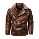 Blouson homme hiver en simili cuir doubl� polaire casual veste chaude epaisse - kaki - insfity - marron ...