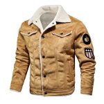 Blouson homme hiver simili cuir doubl polaire veste chaude epaisse couleur unie - insfity - kaki - homme ...