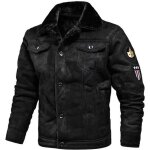 Blouson homme hiver simili cuir doublé polaire veste chaude epaisse couleur unie - noir Blouson homme hiver simili cuir doublé polaire veste chaude epaisse couleur unie - noir