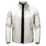 Blouson homme hiver simili cuir double polaire casual veste zippee chaude epaisse col montant couleur ...