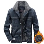 Blouson homme en jean hiver double polaire col revers manches longues chaud - bleu - insfity