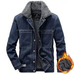 Blouson homme en jean hiver doublée polaire col revers manches longues chaud - insfity - bleu jean Blouson homme en jean hiver doublée polaire col revers manches longues chaud - insfity - bleu jean