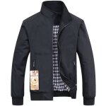 Blouson hommes - veste uni en baggy - col standup - fit grande vtements masculin - noir - fbc77bb1
