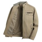 Blouson homme mi saison en coton col montant casual veste zippee pour printemps et automne couleur unie ...