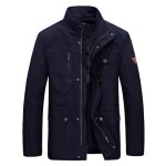 Blouson homme militaire en coton confortable mi - saison multi - poches haute qualit� - bleu marine - ...