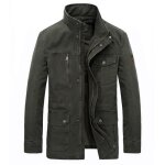 Blouson homme militaire en coton confortable mi - saison multi - poches haute qualit� - vert militaire ...
