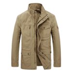 Blouson homme pur coton mi saison casual veste col montant vetement grand taille