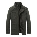 Blouson homme pur coton mi saison casual veste col montant vetement grand taille - vert Blouson homme pur coton mi saison casual veste col montant vetement grand taille - vert
