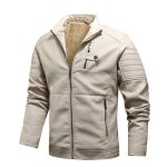 Blouson homme simili cuir doublé polaire automne hiver casual veste chaude epaisse couleur unie - beige ... Blouson homme simili cuir doublé polaire automne hiver casual veste chaude epaisse couleur unie - beige ...