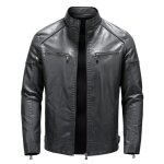 Blouson homme simili cuir hiver double polaire casual veste zippee col montant couleur unie pour automne ...