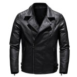 Blouson homme simili cuir slim col revers manches longues casual - noir - insfity - mp60512252 Blouson homme simili cuir slim col revers manches longues casual - noir - insfity - mp60512252