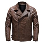 Blouson homme simili cuir slim - insfity - col revers - manches longues - marron