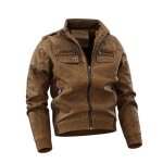 Blouson homme en similicuir multi - poches manches longues - insfity - marron