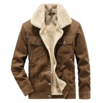 Blouson homme velours ctel double polaire col revers manches longues chaud epais - insfity - kaki