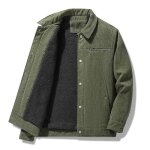 Blouson homme en velours ctel double polaire col revers manches longues epais chaud - vert - insfity ...