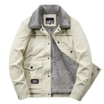Blouson homme velours côtelé doublée polaire insfity - epais chaud hiver - beige Blouson homme velours côtelé doublée polaire insfity - epais chaud hiver - beige