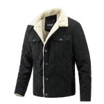 Blouson homme en velours ctel doublure en polaire chaude - insfity - noir