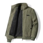 Blouson homme en velours ctel insfity - double polaire - col montant - epais - chaud - vert