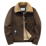 Blouson homme en velours ctel - insfity - hiver chaud col rabattu - cafe - marron - homme - adulte