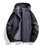 Blouson impermable 3 - en - 1 pour homme double polaire avec capuche amovible randonne montagne automne ...