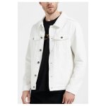 Blouson en jean blanc pour homme - kebello - mi - saison - surpiqres dcoratives - boutons de jeans