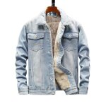 Blouson en jean homme insfity - doublé polaire - hiver chaud - bleu clair Blouson en jean homme insfity - doublé polaire - hiver chaud - bleu clair