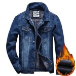 Blouson en jean homme insfity - hiver doubl polaire - bleu fonce