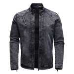 Blouson en jean homme slim fit automno hiver doublée polaire chaude col montant casual - noir - insfity ... Blouson en jean homme slim fit automno hiver doublée polaire chaude col montant casual - noir - insfity ...