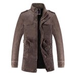 Blouson matelasse homme casual veste en simili cuir mi - longue printemps et automne - caf