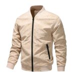 Blouson mi - saison homme insfity - fermeture �clair - imprim� - beige