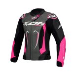 Blouson moto femme ixon vortex 3 - noir / rose / blanc - s