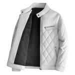 Blouson de moto homme chaude hiver epais double polaire col montant - beige - insfity - homme Blouson de moto homme chaude hiver epais double polaire col montant - beige - insfity - homme