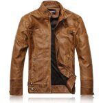 Blouson de moto en cuir pour homme - marron - tailles s à xxl - fermeture zippée Blouson de moto en cuir pour homme - marron - tailles s à xxl - fermeture zippée