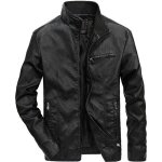 Blouson moto homme simili cuir col montant de printemps casual veste zippe courte
