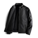 Blouson de moto en pu homme casual col montant automne - noir - insfity