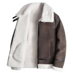 Blouson de moto en pu homme polaire epais chaude hiver fashion manches longues - cafe beige Blouson de moto en pu homme polaire epais chaude hiver fashion manches longues - cafe beige