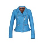 Blouson oakwood camera en cuir ref 47478 bleu