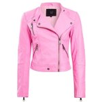 Blouson perfecto bomber faux leather biker jacket - femme - rose - taille 34