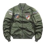 Blouson pilote homme col officier printemps et automne veste bomber broderie tissu confortable