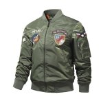 Blouson pilote homme - insfity - bomber cargo - motif brod hlicoptre - col montant - vert