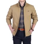 Blouson printemps homme en coton grande tailles - insfity - veste dextrieur col montant - kaki - marron ...